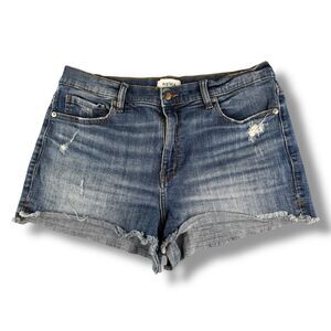 Pistola Womens Distressed Blue Denim Cut Off Shorts Mid Rise Casual Cotton Sz 31